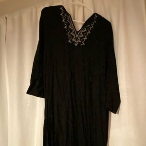 black dress with white embroidery